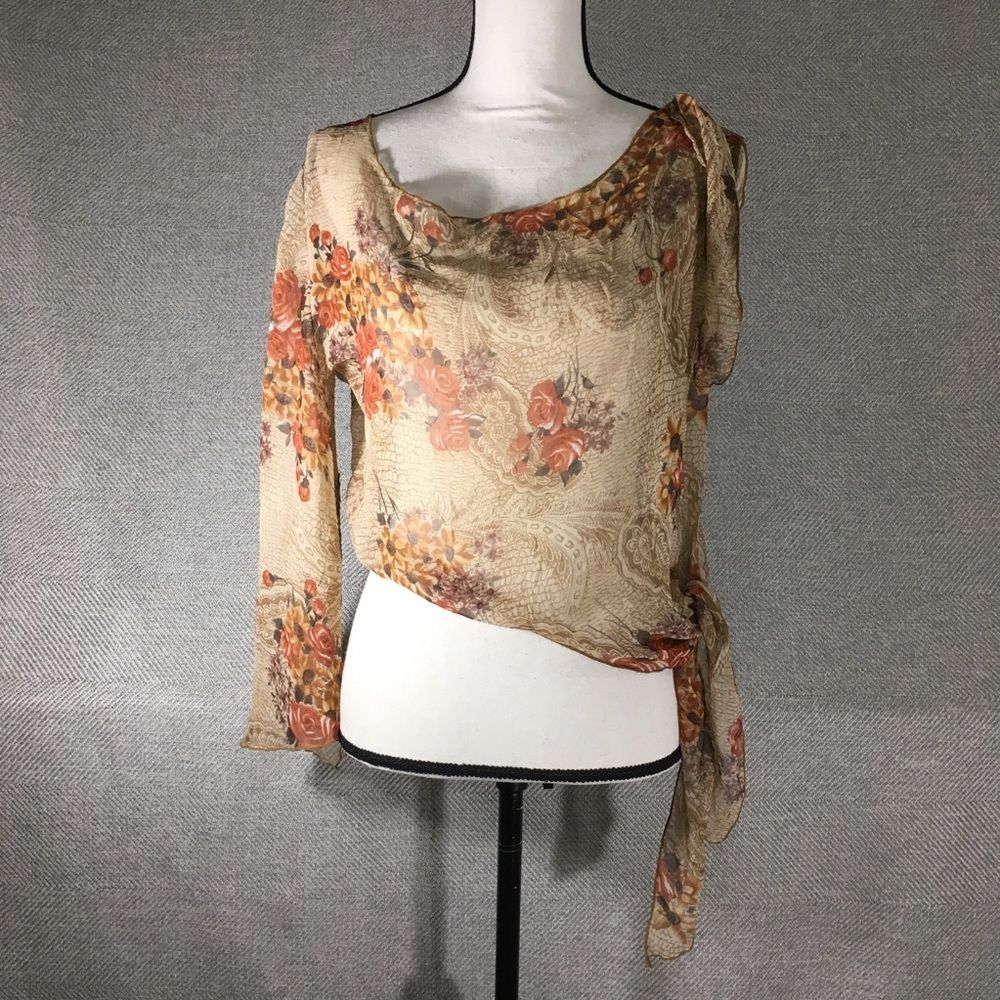 Sheer Brown Flower Blouse
